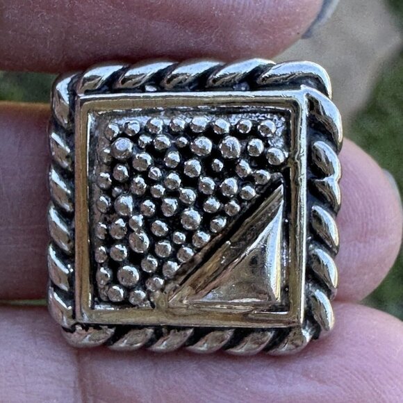 VTG Earrings 925 Sterling Silver ART DECO Square 0.75" Gold Plated Clip-On 14.7g - Picture 6 of 8